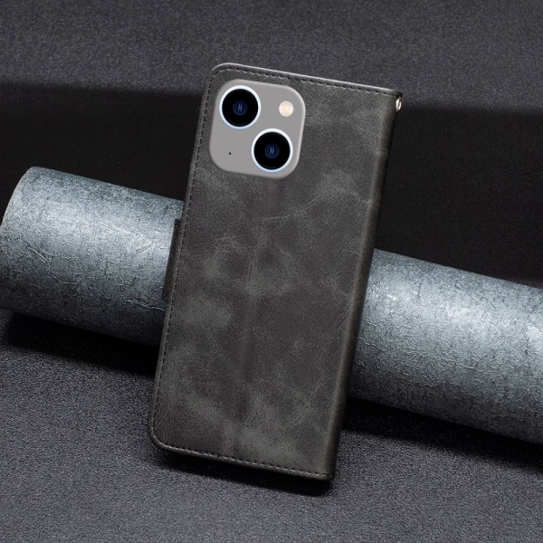 SKALO iPhone 15 Plus Plånboksfodral i PU-Läder - Svart Svart