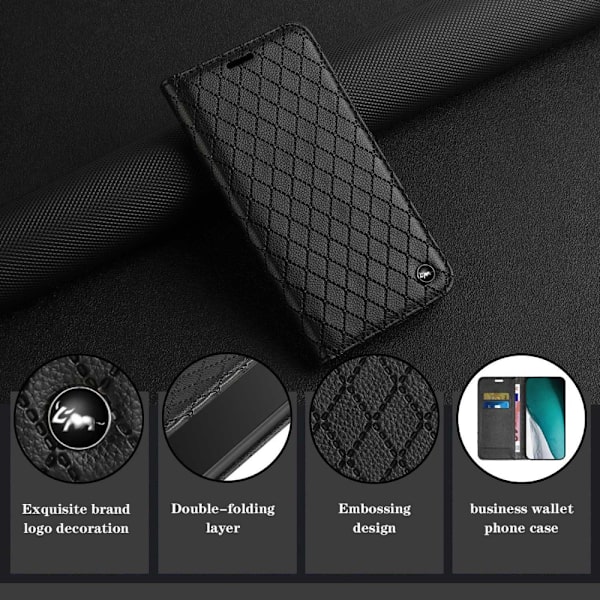SKALO Xiaomi Redmi 10C Rhombus Litchi Flip Cover - Sort Black
