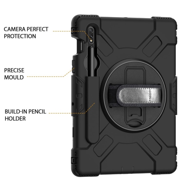SKALO Samsung Tab S8 Extra Shock Resistant Armor Rengas kuori ol Black