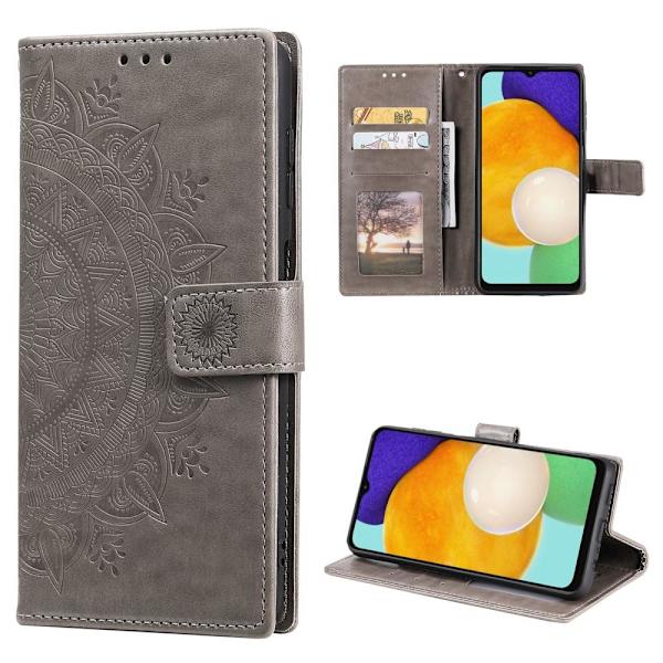 SKALO Samsung A13 5G Mandala lompakkokotelo - Harmaa Grey