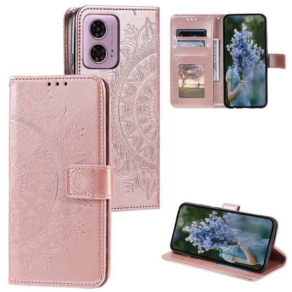 SKALO Motorola Moto G85 5G Mandala Flip Cover - Rosa guld Pink gold