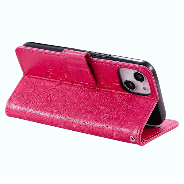 SKALO iPhone 15 Mandala Plånboksfodral - Cerise Cerise