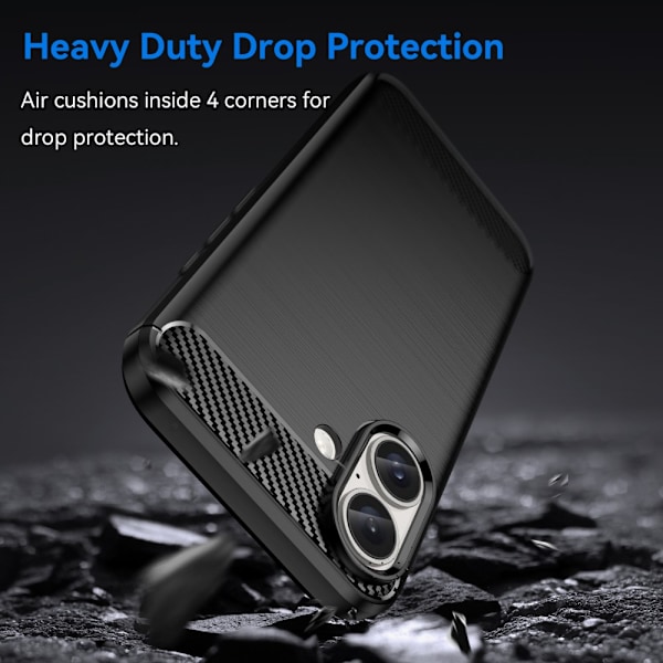 SKALO iPhone 16 Armor Carbon Stødsikker TPU-cover - Vælg farve Black