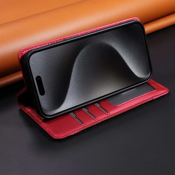 SKALO PU-Læder Flip Cover til iPhone 18 Pro Max - Cerise Cerise