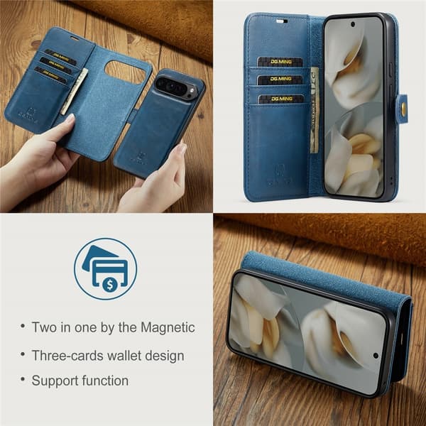 DG MING Google Pixel 10 Pro XL 2-i-1 Magnet Plånboksfodral - Blå Blå