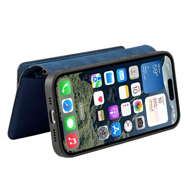 CASENEO iPhone 16 MW-02 Plånboksfodral i PU-Läder - Mörkblå Mörkblå