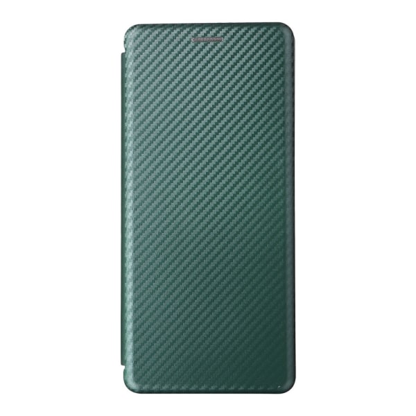 SKALO Sony Xperia 10 V Carbon Fiber Pungetui - Grøn Green