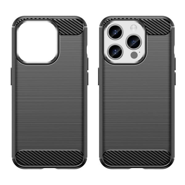 SKALO iPhone 15 Pro Armor Carbon Iskunkestävä TPU suojakuori - V Black