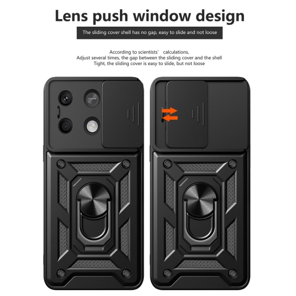 SKALO Xiaomi Redmi Note 13 5G Armor Korthållare Kameraslider ska Svart