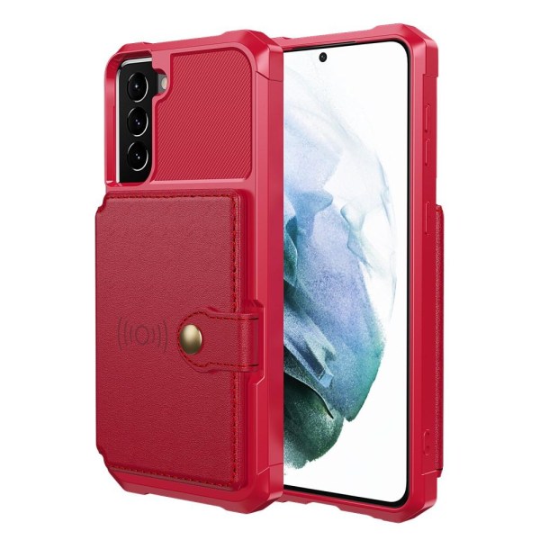SKALO Samsung S22 stødsikkert cover med pung - rød Red