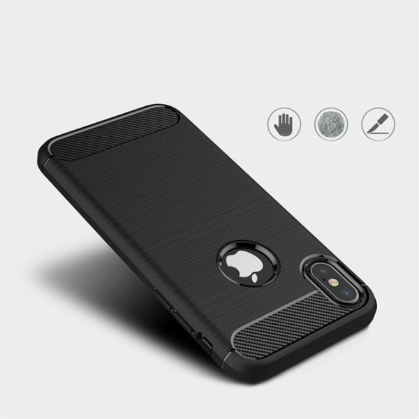 SKALO iPhone XS Max Armor Carbon Iskunkestävä TPU suojakuori - V Black