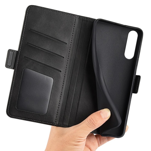 SKALO Sony Xperia 10 V Premium Wallet Lompakkokotelo - Musta Black