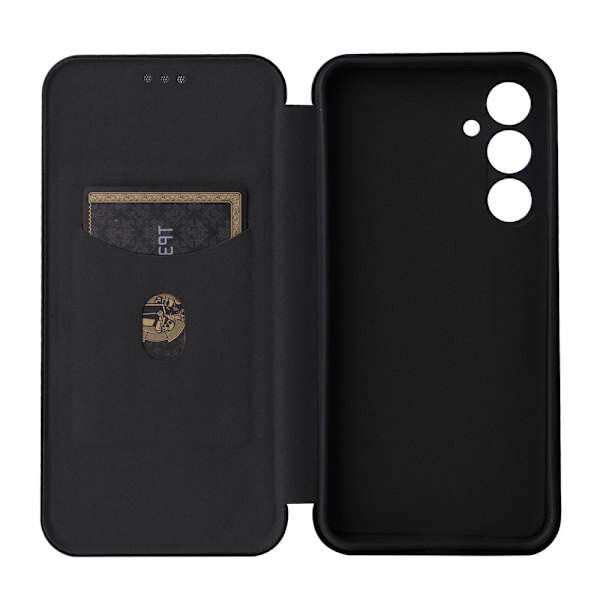 SKALO Samsung S23 FE Carbon Fiber Lompakkokotelo - Musta Black