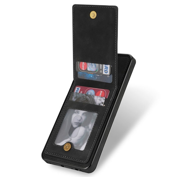 SKALO Samsung S23 Plus PU-læder Kortholder Cover - Sort Black