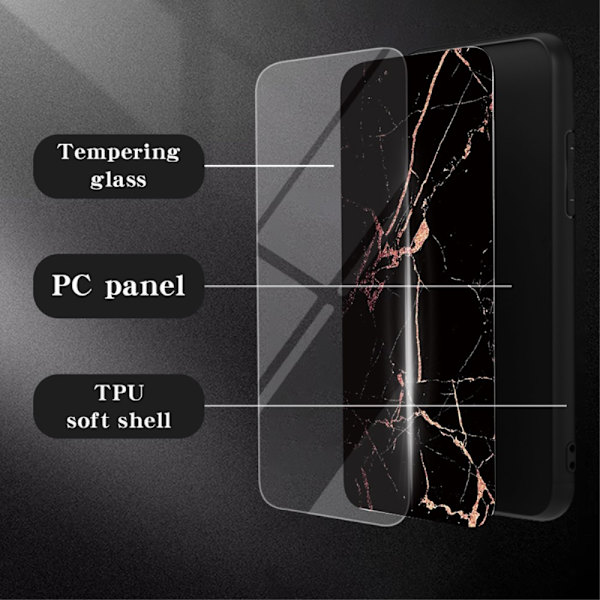 SKALO Samsung S24 Ultra Marmor hærdet glas TPU Cover - #3 Multicolor