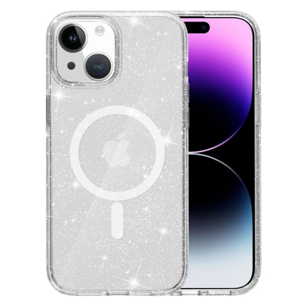 SKALO iPhone 15 Glitter Magnetic Ring TPU Cover - Hvid White