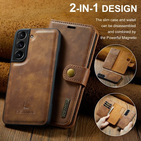 DG MING Samsung S24 2-i-1 Magnet Pungetui - Brun Brown