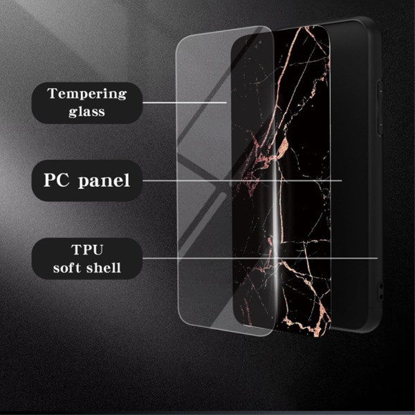 SKALO Samsung A15 4G Marmor Härdat Glas TPU-skal - Motiv 3 multifärg