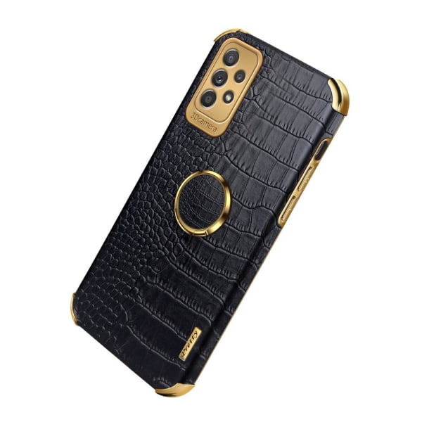 SKALO Samsung A53 5G Krokotiili Kultainen Reuna Kuori - Musta Black