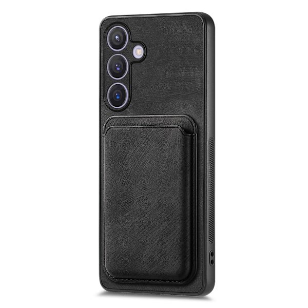 SKALO Samsung S24+ PU-nahkakuori, jossa on irrotettava magneettinen lompakko - Musta Black