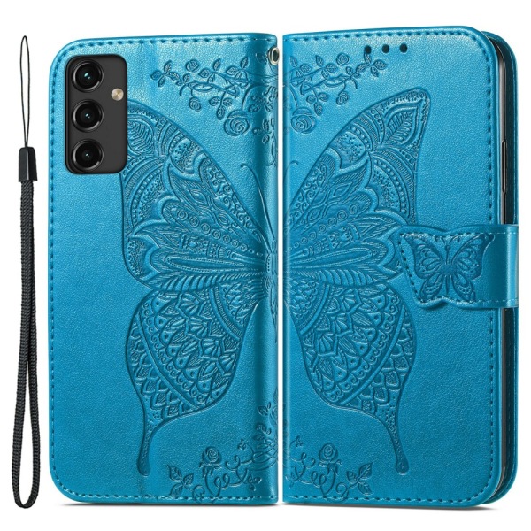 SKALO Samsung A14 4G/5G Mandala Butterfly Plånboksfodral - Blå Blå