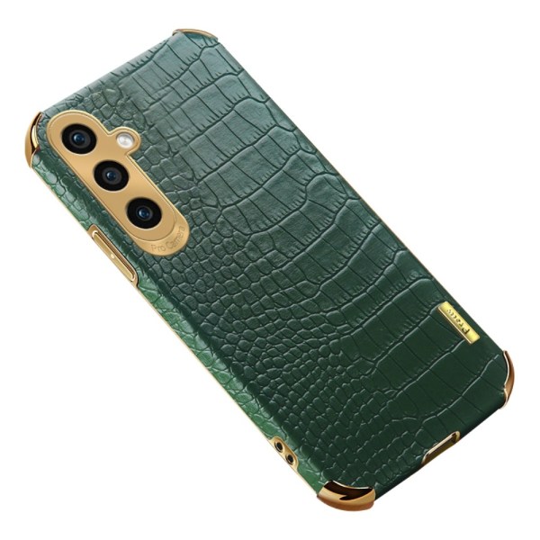 SKALO Samsung S23 FE Krokodil Guldkant Skal - Grön Grön