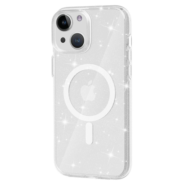 SKALO iPhone 15 Glitter Magnetic Ring TPU Cover - Hvid White