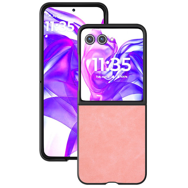 SKALO Motorola Razr 50 Ultra 5G ABEEL PU-Läder Fold Skal - Rosa Rosa