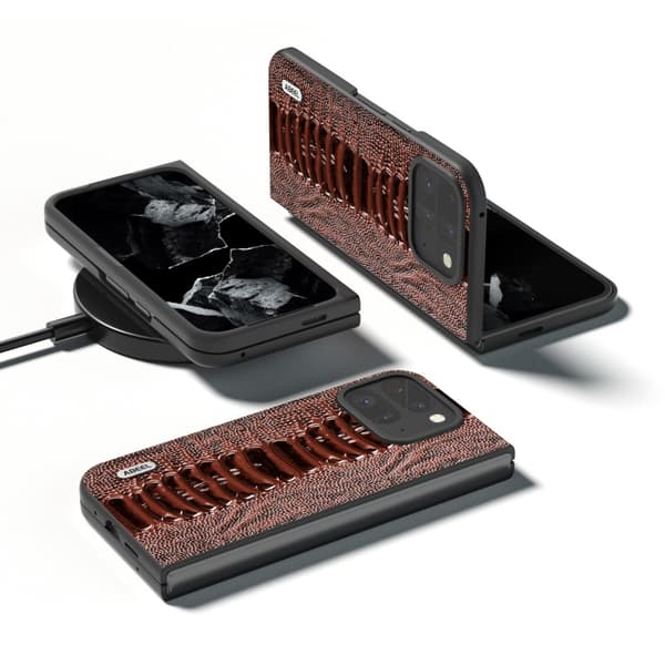 ABEEL Google Pixel 9 Pro Fold Crocodile Cover - Brun Brown
