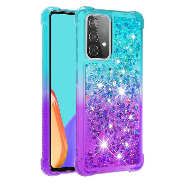 SKALO Samsung A52/A52s Kvicksand Glitter Hjärtan TPU-skal - Turkos-Lila Multicolor