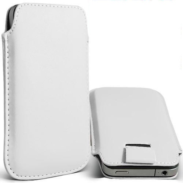 Pull tab / Läderficka - Passar iPhone 5/5S/5C/SE - fler färger Vit