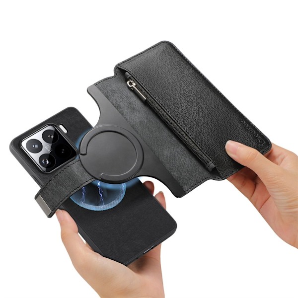 SKALO Xiaomi 15 CASENEO MW-02 Lompakkokotelo - Musta Black