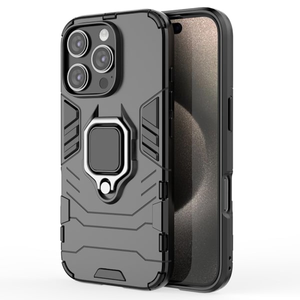 SKALO iPhone 16 Pro Armor Hybridi metallirengas kuori - Musta Black