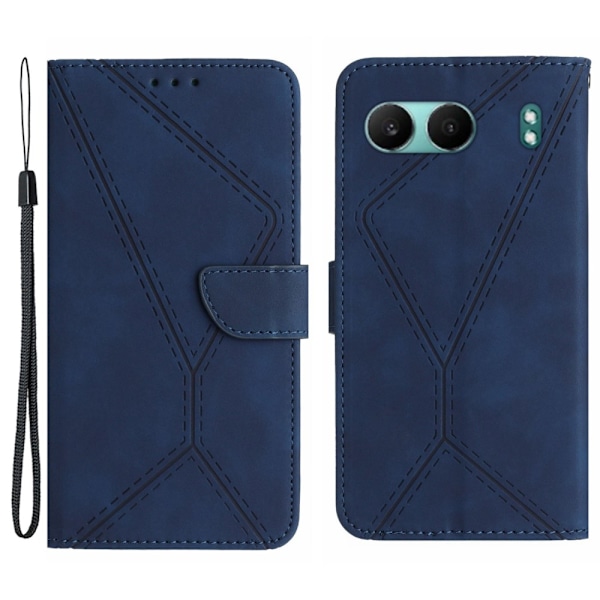 SKALO OnePlus Nord 4 PU læderpung med prægning - Blå Blue