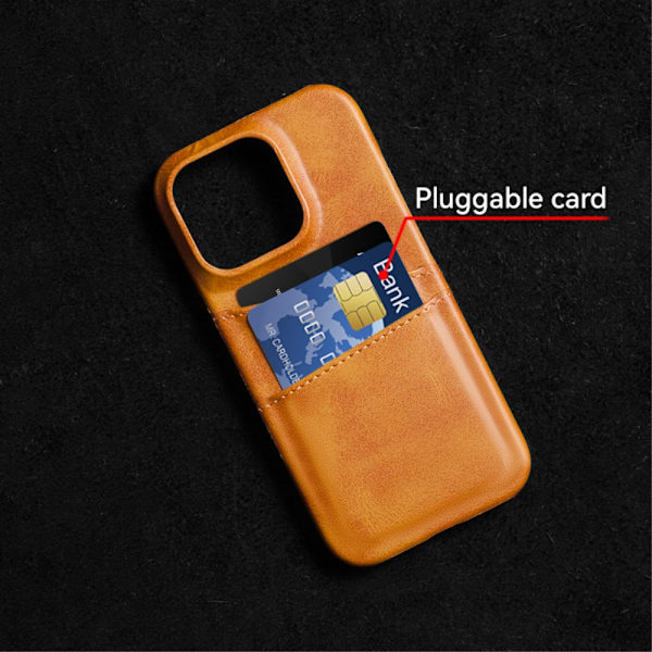 SKALO iPhone 16 Pro Max PU-Läder Korthållare Skal - Brun Brun
