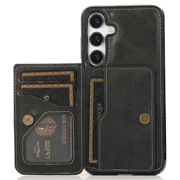 SKALO Samsung S24 PU-læder Cover med Pung - Sort Black