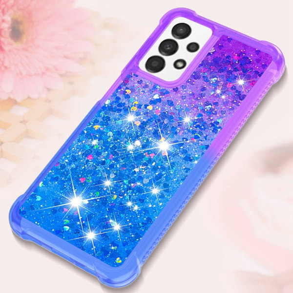 SKALO Samsung A13 4G Kvicksand Glitter Hjerter TPU Cover - Lilla Multicolor