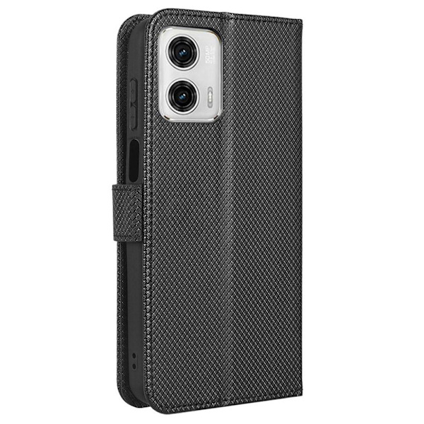 SKALO Motorola Moto G73 5G Premium Mini Rhombus Lompakkokotelo - Musta Black
