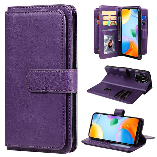 SKALO Xiaomi Redmi 10C 10-lokeroa Lompakkokotelo - Violetti Purple