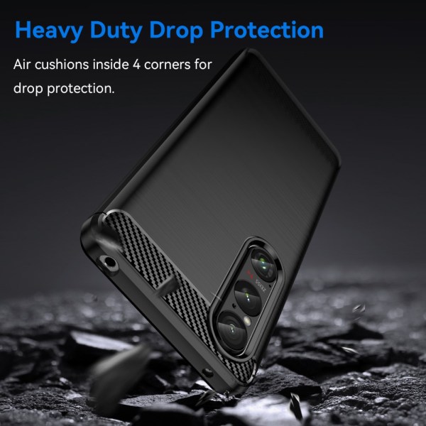 SKALO Sony Xperia 1 VI Armor Carbon Stødsikker TPU-cover - Vælg farve Black