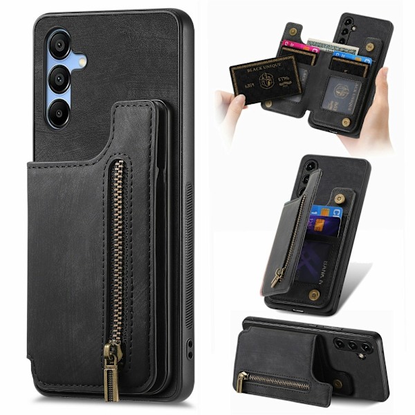 SKALO Samsung A16 PU-læder Cover med Pung - Sort Black