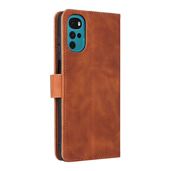 SKALO Motorola Moto G22 Matt PU-Läder Plånboksfodral - Brun Brun