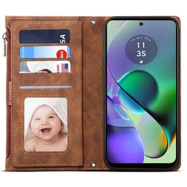 SKALO Motorola Moto G84 5G ESEBLE Big Wallet Lompakkokotelo - Ruskea Brown