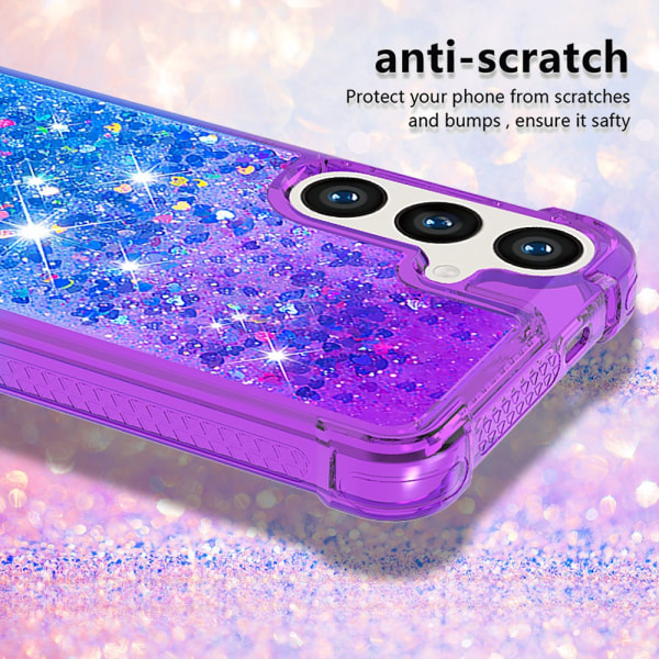 SKALO Samsung S24 Juoksuhiekka Glitter Sydämet TPU kuori - Violetti-Sininen Multicolor