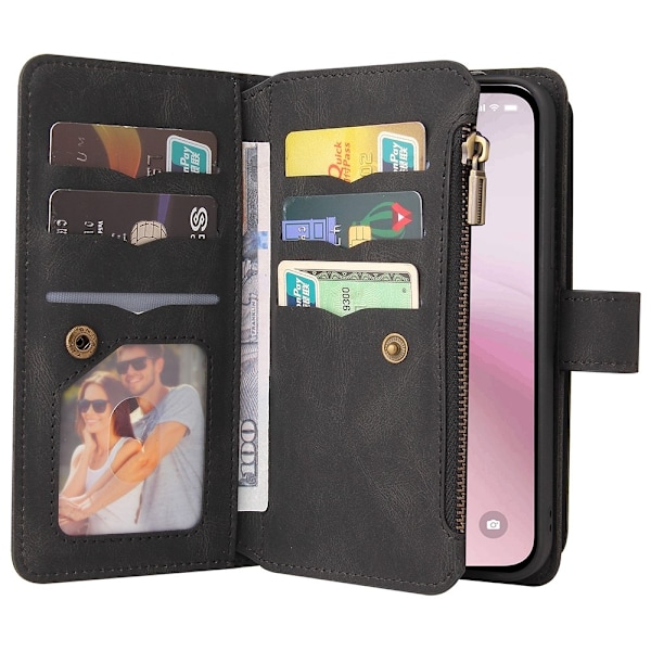 SKALO iPhone 16e KT-2 Big Wallet 17-RUM Flip Cover - Sort Black