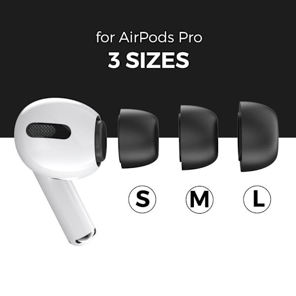 AHASTYLE AirPods Pro 1/2 Ørepropper med Memory Foam Sort - Medium Black