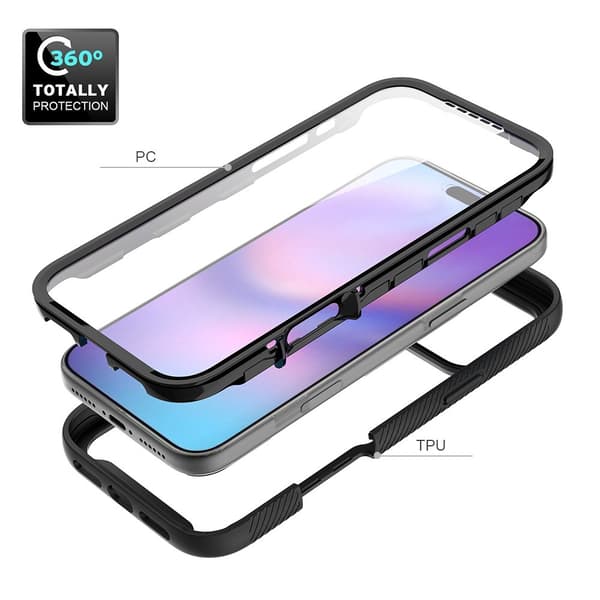 SKALO Shockproof Clear Hybrid+Skärmskydd Skal för iPhone 18 Pro Max - Blå Blå