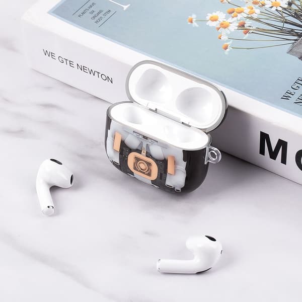 SKALO Mechanical Structure TPU Cover til AirPods 5 - Sort Black