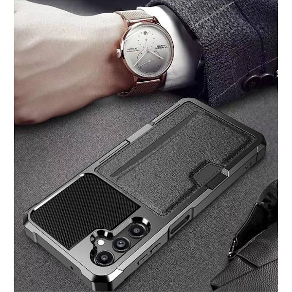 SKALO Samsung A15 5G Shockproof Läder Korthållare - Svart Svart