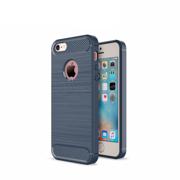 SKALO iPhone 5/5S/SE(1:a gen) Armor Carbon Stöttåligt TPU-skal - Blå